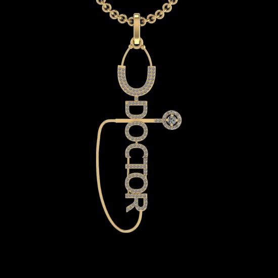 1.14 Ctw VS/SI1 Diamond 10K Yellow Gold Veterinary Doctor theme Pendant (ALL DIAMOND ARE LAB GROWN )
