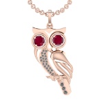 1.75 Ctw VS/SI1 Ruby and Diamond 14K Rose Gold Pendant (ALL DIAMOND ARE LAB GROWN)