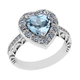 2.52 Ctw VS/SI1 Blue Topaz And Diamond 14K White Gold Engagement Ring( ALL DIAMOND ARE LAB GROWN )