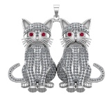 7.10 Ctw VS/SI1 Diamond 14k white Gold Creature theme Pendant (ALL DIAMOND ARE LAB GROWN )