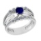 1.03 Ctw VS/SI1 Blue Sapphire and Diamond 14k white Gold Engagement Ring (ALL DIAMOND ARE LAB GROWN)
