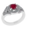 1.24 Ctw VS/SI1 Ruby and Diamond 14k white Gold Engagement Ring (ALL DIAMOND ARE LAB GROWN)