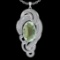 60.60 Ctw VS/SI1 Green Amethyst And Diamond 14k White Gold Pendant Neklace( ALL DIAMOND ARE LAB GROW