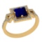 1.34 Ctw VS/SI1 Blue Sapphire And Diamond 14K Yellow Gold Wedding Halo Ring