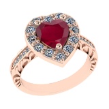 2.52 Ctw VS/SI1 Ruby And Diamond 14k Rose Gold Engagement Ring (ALL DIAMOND ARE LAB GROWN)