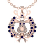 3.02Ctw VS/SI1 Blue Sapphire and Diamond 14K Rose Gold Necklace(ALL DIAMOND ARE LAB GROWN )