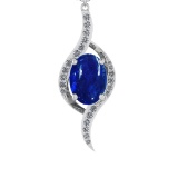 7.93 Ctw SI1/SI2 Tanzanite and Diamond 14k white Gold Pandant (ALL DIAMOND ARE LAB GROWN) ( (ALL DIA