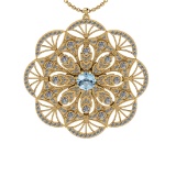 2.47 Ctw VS/SI1 Blue Topaz and Diamond Set 10K Yellow Gold Pendant (ALL DIAMOND ARE LAB GROWN)