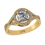 1.40 Ctw VS/SI1 Diamond 14k Yellow Gold Engagement halo Ring (ALL DIAMOND ARE LAB GROWN ) (ALL DIAMO