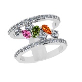 1.72 Ctw VS/SI1 Multi Sapphire and Diamond 14k white Gold Engagement Ring (ALL DIAMOND ARE LAB GROWN