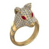 2.31 Ctw VS/SI1 Ruby and Diamond 14k Yellow Gold Animal theme Ring (ALL DIAMOND ARE LAB GROWN) (ALL