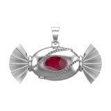 4.94 Ctw VS/SI1 Ruby and Diamond 14k white Gold Pandant (ALL DIAMOND ARE LAB GROWN) (ALL DIAMOND ARE