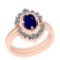 1.40 Ctw VS/SI1 Blue Sapphire And Diamond 14K Rose Gold Anniversary Ring