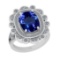 6.71 Ctw VS/SI1 Tanzanite And Diamond 18k White Gold Cocktail Ring