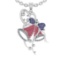 1.28 Ctw VS/SI1 Ruby,Blue Sapphire And Diamond 14K White Gold Necklace (ALL DIAMOND ARE LAB GROWN )