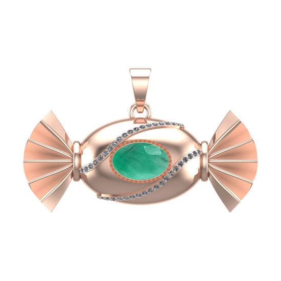 4.94 Ctw VS/SI1 Emerald and Diamond 14k Rose Gold Pandant (ALL DIAMOND ARE LAB GROWN) (ALL DIAMOND A