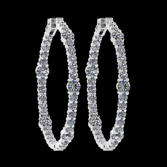 2.08 Ctw VS/SI1 Diamond 14K White Gold Hoop Earrings (ALL DIAMOND ARE LAB GROWN )
