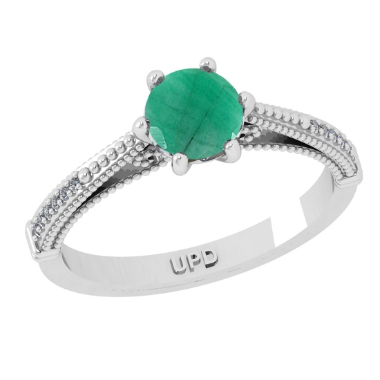 0.90 Ctw VS/SI1 Emerald and Diamond 14k white Gold Engagement Ring (ALL DIAMOND ARE LAB GROWN) (ALL
