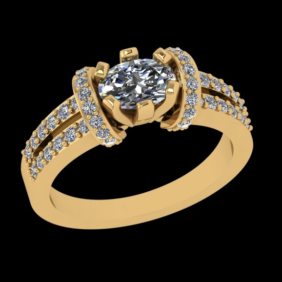 1.25 Ctw VS/SI1 Diamond Prong Set 10k Yellow Gold Engagement Ring (ALL DIAMOND ARE LAB GROWN )