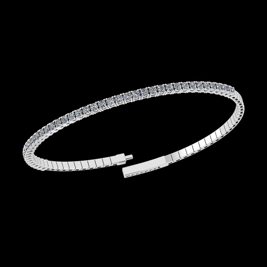 0.90 Ctw VS/SI1 Diamond 14K White Gold Half Bangle (ALL DIAMOND ARE LAB GROWN )