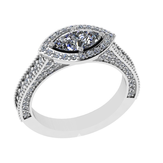 1.90 Ctw SI2/SI1 Diamond 14K White Gold Engagement Ring (ALL DIAMOND ARE LAB GROWN)