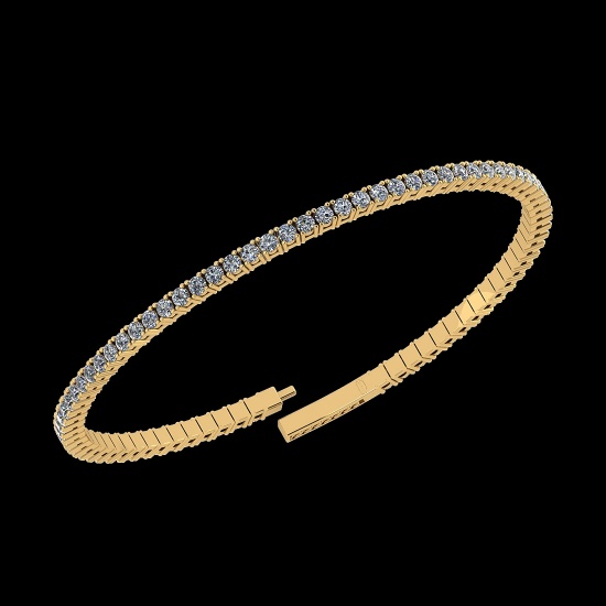 1.66 CtwVS/SI1 Diamond Prong Set 14K Yellow Gold Bangle (ALL DIAMOND ARE LAB GROWN )