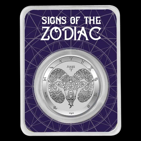 2021 Tokelau 1 oz Silver Zodiac Series: Aries BU (In Holder)