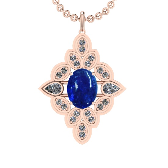 13.55 Ctw VS/SI1 Tanzanite and Diamond 14K Rose Gold Pendant