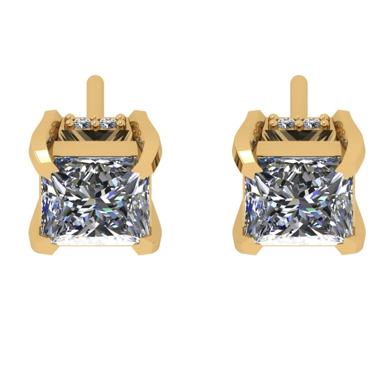 1.58 Ctw VS/SI1 Diamond 14k Yellow Gold Stud Earrings (ALL DIAMOND ARE LAB GROWN)