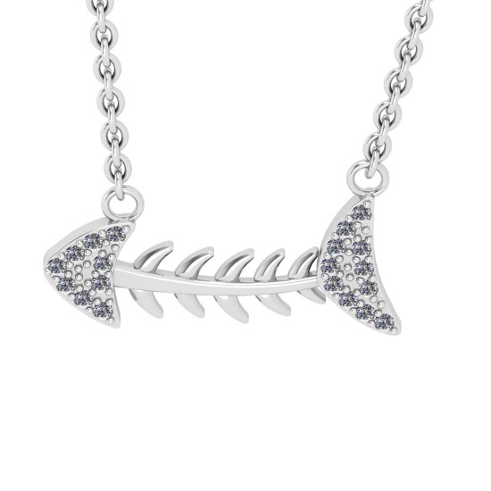 0.16 Ctw VS/SI1 Diamond 14K White Gold Pendant Necklace (ALL DIAMOND LAB GROWN )