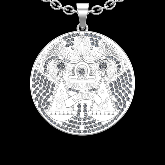 2.22 Ctw VS/SI1 Diamond 10K White Gold Sodiac Sign theme Pendant (ALL DIAMOND ARE LAB GROWN )