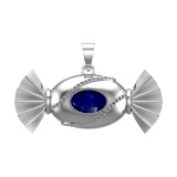 4.94 Ctw VS/SI1 Blue Sapphire and Diamond 14k Rose Gold Pandant (ALL DIAMOND ARE LAB GROWN) (ALL DIA