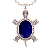 9.20 Ctw VS/SI1 Blue Sapphire and Diamond 14K Rose Gold Pendant (ALL DIAMOND ARE LAB GROWN) (ALL DIA