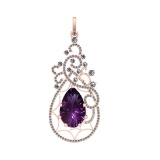 93.13 Ctw SI2/SI1 Amethyst and Diamond Prong Set 14k Rose Gold Pendant (ALL DIAMOND ARE LAB GROWN )