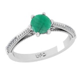 0.90 Ctw VS/SI1 Emerald and Diamond 14k white Gold Engagement Ring (ALL DIAMOND ARE LAB GROWN) (ALL