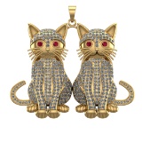 7.10 Ctw VS/SI1 Diamond 14k Yellow Gold Creature theme Pendant (ALL DIAMOND ARE LAB GROWN )