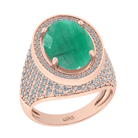 7.50 Ctw VS/SI1 Emerald And Diamond 14K Rose Gold Engagement Ring