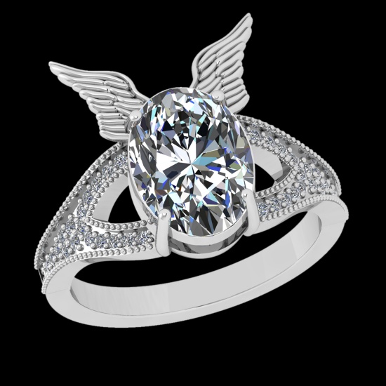 3.69 Ctw VS/SI1 Diamond Prong Set 10k white Gold Engagement Ring( (ALL DIAM