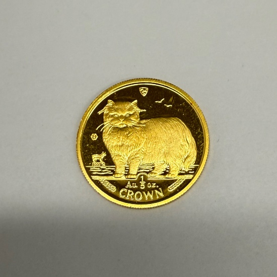 Isle of Man Cat 1/5th Ounce 1989 Pure Gold Coin