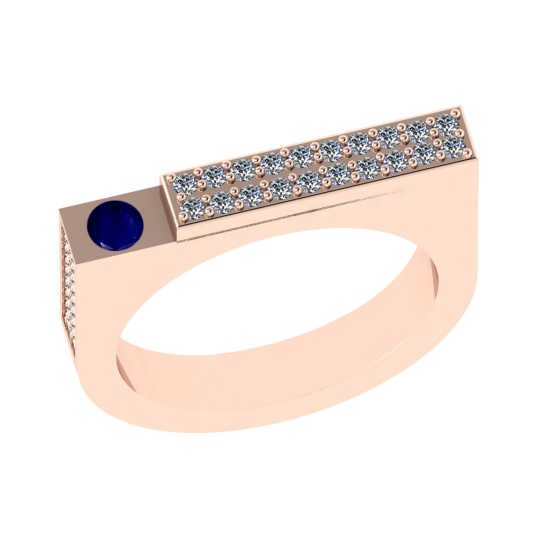 0.48 Ctw VS/SI1 Blue Sapphire and Diamond 14K Rose Gold Engagement Ring (AL