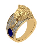 1.57 Ctw VS/SI1 Blue Sapphire and Diamond 14K Yellow Gold Engagement Ring (
