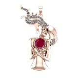4.79 Ctw VS/SI1 Ruby and Diamond 14k Rose Gold Pandant (ALL DIAMOND ARE LAB