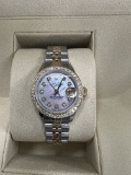 Custom Used Ladies OysterPerpetual Rolex 26mm with 0.80 cttw Diamond (G-H,