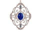 39.09 Ctw SI1/SI2 Tanzanite and Diamond 14k Rose Gold Pandant (ALL DIAMOND