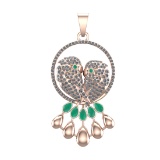 3.73 Ctw VS/SI1 Emerald and Diamond 14k Rose Gold Pandant (ALL DIAMOND ARE