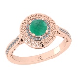 1.10 Ctw VS/SI1 Emerald and Diamond 14k Rose Gold Engagement Ring