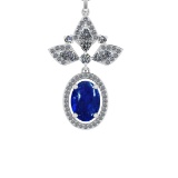 27.99 Ctw SI1/SI2 Tanzanite and Diamond 14k white Gold Pandant (ALL DIAMOND