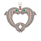 2.50 Ctw VS/SI1 Diamond 14k Rose Gold Fish Pendant (ALL DIAMOND ARE LAB GRO