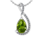 2.12 Ctw VS/SI1 Peridot and Diamond Set 10K white Gold Pendant (ALL DIAMOND