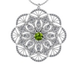 2.47 Ctw VS/SI1 Peridot and Diamond Set 10K white Gold Pendant (ALL DIAMOND